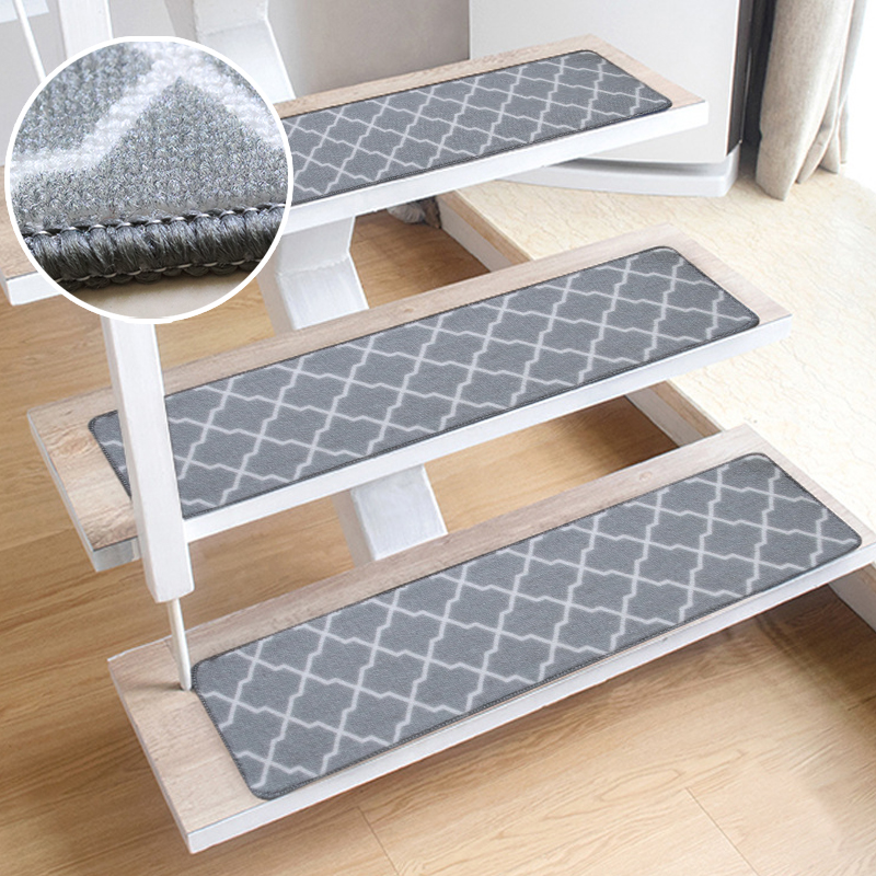 Tapis lavable Marches d'escalier en bois, tapis de monte-escalier antidérapant avec support en caoutchouc antidérapant