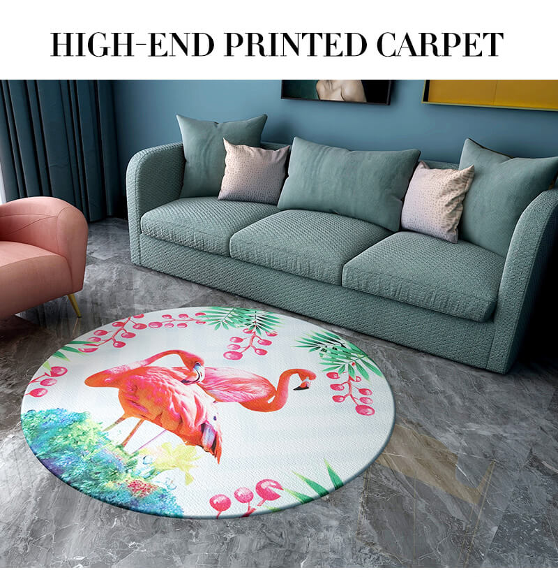 Tapis rond, tapis rond doux antidérapant lavable tapis de salle à manger à poils ras tapis de sol en laine artificielle tapis oriental chambre salon intérieur