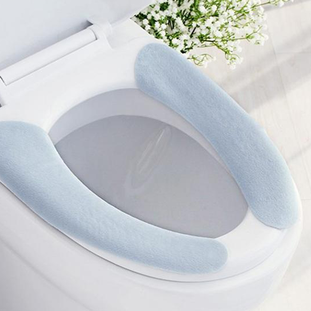 4 paires de coussins de toilette doux et chauds La housse du siège de toilette peut être nettoyée et réutilisée. 