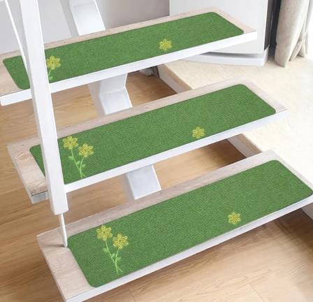 Tapis d'escalier brodé à rayures personnalisable (4)